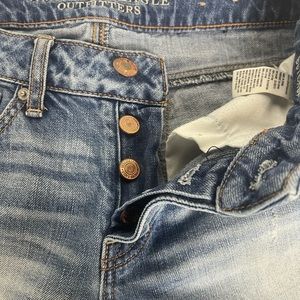 American Eagle Outfitters Boy Crop Button Fly Distressed Jeans Size 0